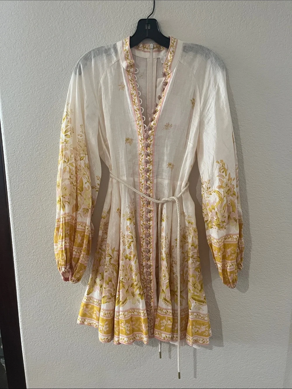Zimmermann Golden Buttoned Mini Dress - Pink
